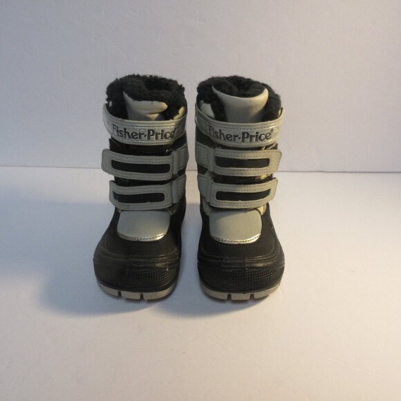 Fisher-Price Unisex Snow Boots Size 5 Black Gray Toddler Baby Waterproof Vintage - Picture 3 of 4